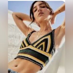 NWT Urban Outfitters Multicolor Crochet Knit Tank Top Size Large Crop